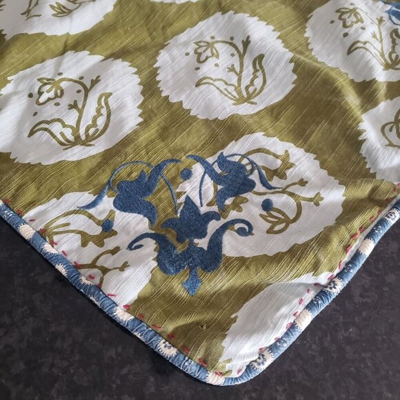 Anthropologie Embroidered Cotton Indian Block Print Reversible Pillow Cover 20" - Picture 9 of 16